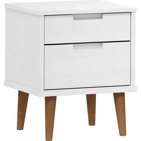 vidaXL Nachttisch MOLDE Weiß 40x35x48 cm Massivholz Kiefer