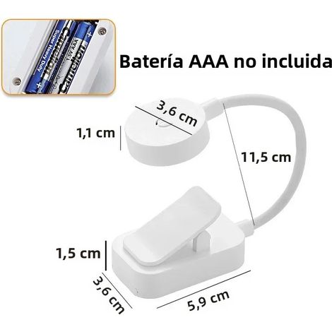 Lampe de lecture miniature pliable à pince (fonctionnant sur piles), veilleuse LED rechargeable par USB, 3 modes (1/5)