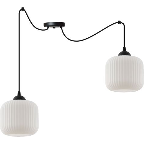LAMPE SUSPENDU SPIDER RIFFLE NOIRE 2 FLASH LAMPE BLANC CYLINDRE E27 (1/5)