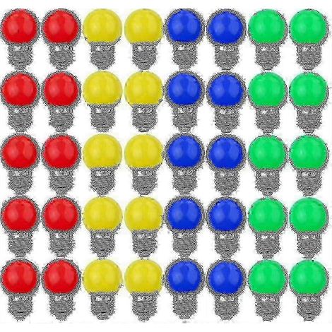 Packung mit 40 mehrfarbigen E27-LED-Lampen mit 240 Lumen für dekorative Beleuchtung. (1/2)