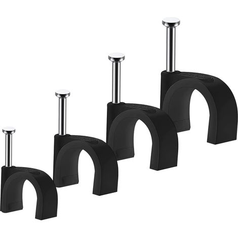 400er-Pack Kabelclips – Kabelbinder, Kabelorganisatoren, Elektrokabelclips – Robust – Schwarz – Rund – 100 x 4 mm – 100 x 6 mm – 100 x 8 mm – 100 x 10 mm – Kabelmanagement