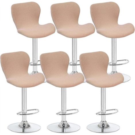 Set of 6 curved khaki swivel stool covers, 40 x 30 x 30 cm, for low-back bar stools, ideal for counters and kitchens (1/5)