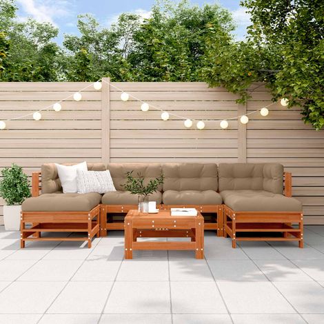vidaXL Ensemble de salon de jardin 7 pcs Brun cire Bois de pin massif (1/5)