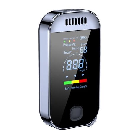 Éthylotest numérique. Sans embout buccal. Rechargeable par USB avec écran LCD. Compact, portable et pour une mesure instantanée du taux d'alcoolémie. (1/5)