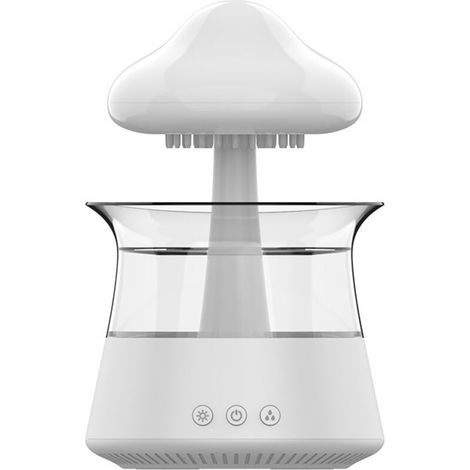 Lntyq Humidificateur en Forme de Nuage de Pluie, diffuseur d'huiles essentielles, Jolie veilleuse en Forme de Champignon avec 7 Couleurs changeantes, Fontaine de Bureau, Goutte d'eau sonore pour (Blan (1/4)