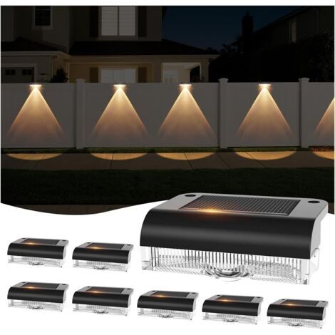 Applique Murale Solaire d'extérieur, 8 Pièces Lampe Solar LED Extérieur Jardin, Lumières de Clôture Solaires, Lampe Murale Solaire Pour Escaliers, Marches, Clôtures, Rampes, Cour, Terrasse (1/5)