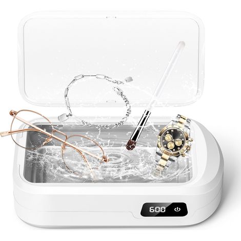 Appareil de nettoyage à ultrasons pour lunettes 49000 Hz, 640 ml Appareil de nettoyage pour lunettes, nettoyeur à ultrasons avec 4 modes, nettoyeur à ultrasons Convient