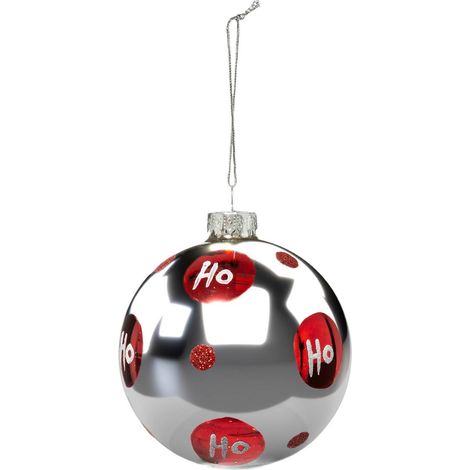 Glas-Weihnachtskugeln 80 mm Ho Ho 2 Sortimente - Silber