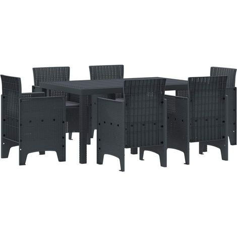vidaXL Conjunto de Comedor de Jardín 7 uds. Antracita Ratan Polt (1/5)
