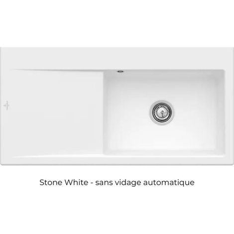 Fregadero encastrable 1 seno VILLEROY ET BOCH Subway Style 60 desagüe derecho desagüe automático Piedra Blanco CerámicaPlus