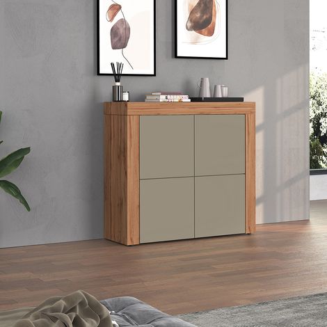 Buffet haut contemporain taupe/chêne wotan Neros (1/5)