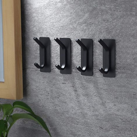 Selbstklebende Haken für Handtücher – 4er-Set silberne Haken für Bademäntel und Jacken – Kein Bohren erforderlich – Ideal für Bad und Küche (1/5)