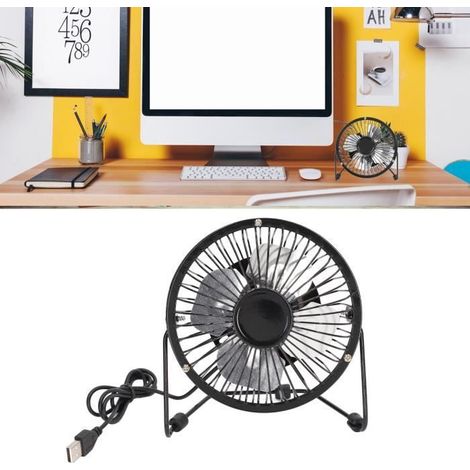 Petit ventilateur de bureau - PAL - Noir - USB - 360° Rotation - Ultra silencieux (1/4)