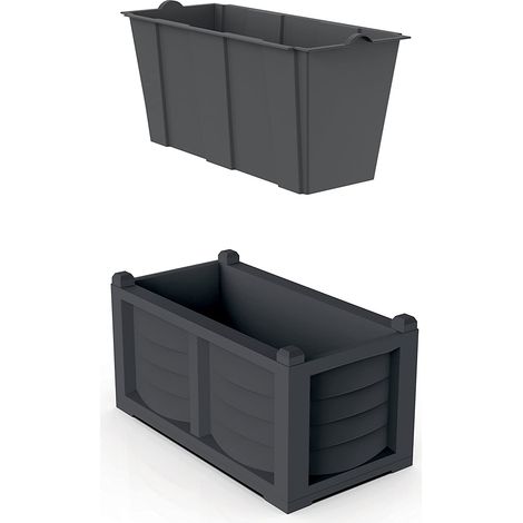 Kit avec jardinière + bac interne de 63L "Arredo" - Gris anthracite - L 80 x H 42 cm - Livraison gratuite (1/3)