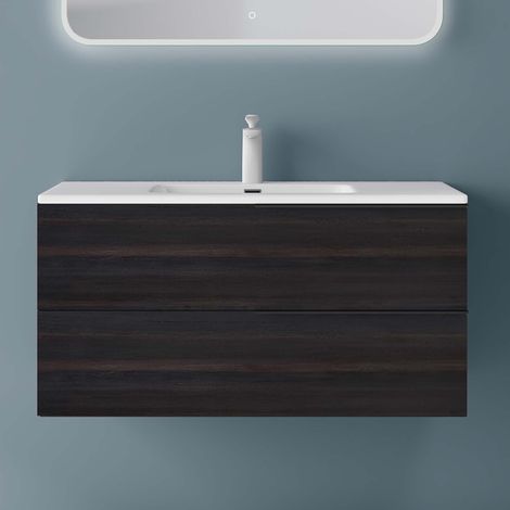 Mai & Mai Badmöbelset 90cm Dunkelgrau Paestum Waschbecken mit Unterschrank Waschtisch 2 Schubladen Badezimmer Waschbeckenunterschrank Badezimmermöbel (1/5)