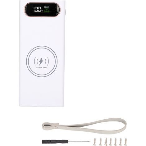 Akku-Hülle für 18650 L16-Akkus mit 22,5-W-Schnellladefunktion und 15-W-Wireless-Charging – 2 USB-Anschlüsse, LCD-Display, Weiß (1/5)