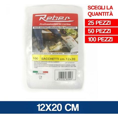 REBER BUSTE SACCHETTI SOTTOVUOTO SOTTO VUOTO ALIMENTI MADE ITALY 24313V CM 12X20 50 PZ (24313)