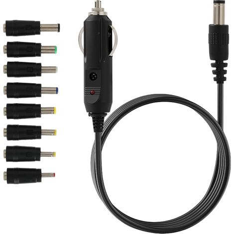 Câble Chargeur Voiture 12V 5A avec 8 Connecteurs DC, Noir, Adaptateur Allume Cigare Prise Secteur en ABS résistant, Alimentation pour Conducteurs et Voyageurs en Voiture (1/5)