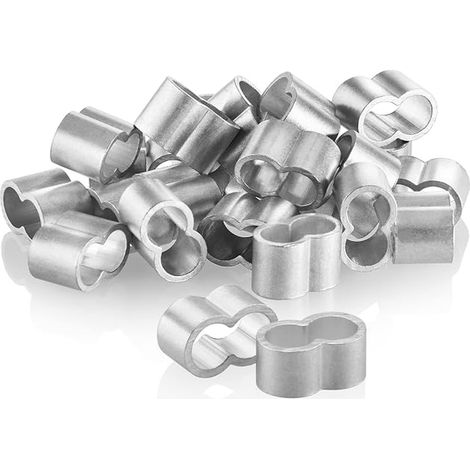 Cable Ties Aluminium Cable Ties Crimp Cable Sleeves Extension Cables Double Sleeves Elastic Straps Cable Ties Tarps Silver Color 8mm (1/5)