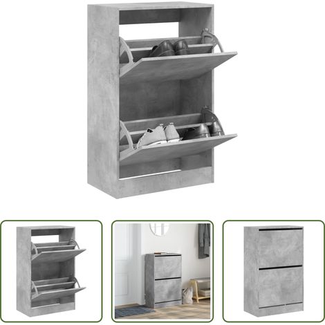 vidaXL Armoire à chaussures gris béton 60x34x96,5 cm bois d'ingénierie (1/5)