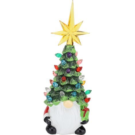 Weihnachtsbaumschmuck in Form eines Gartenzwergs aus Kunstharz mit bunten Lichtern, kompakte Zwergenfigur für Zuhause und Büro (1/5)