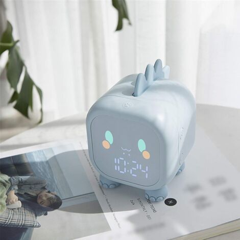 Lntyq Sveglia per bambini carina, luce notturna multifunzionale regolabile, conto alla rovescia, snooze, controllo ricaricabile, sveglia silenziosa per ragazzi e ragazze (blu), 11,78,811,5 cm (1/3)