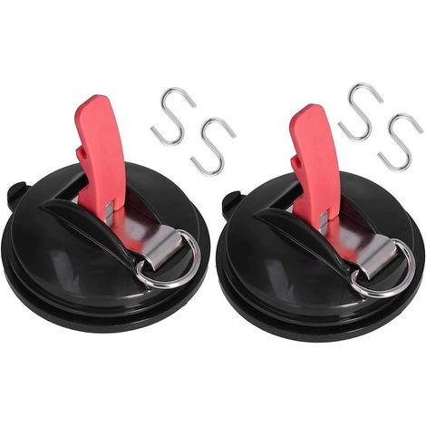 2 supports à ventouses avec crochets, fixation par ventouses pour cuisine, salle de bain et toilettes, réutilisables, 4 crochets inclus, noir (1/5)