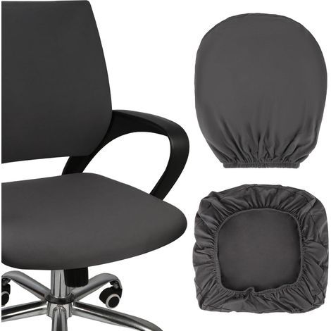 Housse de Chaise de Bureau Noir, Lavable Housse Fauteuil Bureau, Élasticité Housse Chaise Bureau, Convient à la Plupart des Chaises de Bureau de 38 à 48 cm (1/5)
