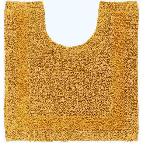 HOMESCAPES Tapis contour WC en coton, 50 x 55 cm – Jaune moutarde