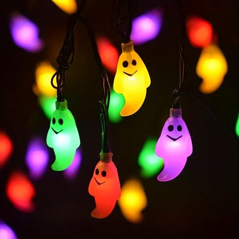 Guirlande lumineuse LED 3M 20 lumières fantôme coloré pour décoration d'Halloween (version à piles) (1/5)