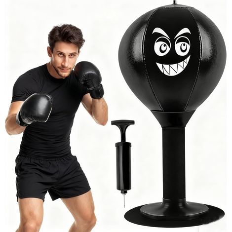 Punchingball de bureau avec ventouse et pompe - Sac de frappe pour soulager le stress - Sac de frappe de bureau gonflable - Table de boxe - Jouet anti-stress pour bureau, bureau à domicile et adultes (1/5)