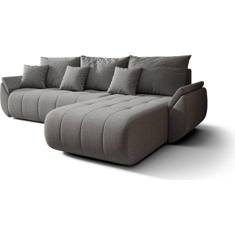 Canapé d’angle velours chenille convertible avec coffre NOVA angle droit-Marron foncé-angle droit (1/5)