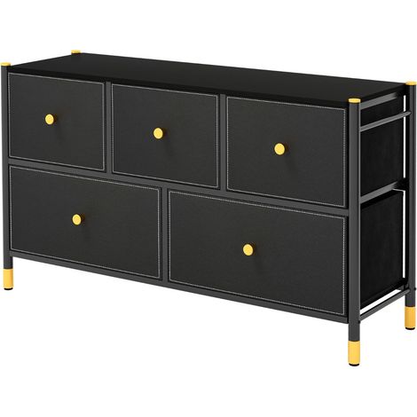 Cassettiera in tessuto a 5 cassetti 100 x 30 x 58,5 cm pratico spazio di archiviazione design moderno MDF nero 200019532
