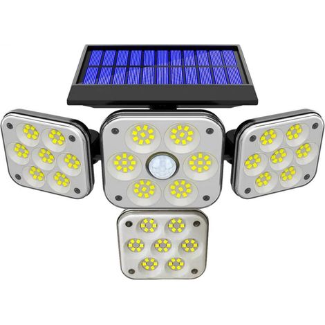 Solar-Außenleuchten mit Bewegungssensor 4 Köpfe Flutlicht Wasserdichte Solar-Wandleuchte mit 180 LED (1/5)