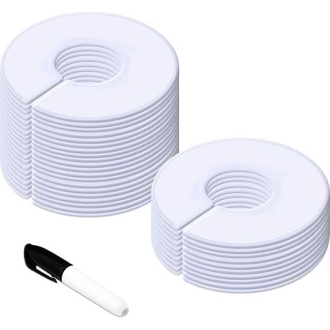 Set mit 30 weißen runden Trennwänden für Kleiderbügel (Außendurchmesser 9 cm, Innendurchmesser 35 cm)