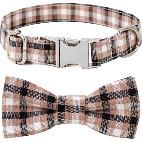 1 collier pour chien et chat, nœud papillon ajustable, coton, taille M, pour petits à grands chiens (1/5)