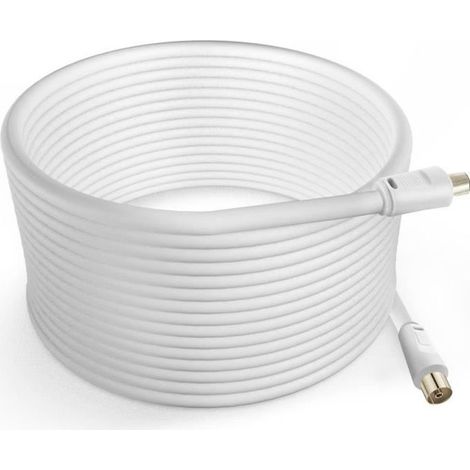 Câble Antenne TV - LinQ - Mâle Femelle - 10m - Coaxial 9.5mm - PVC Blanc (1/4)