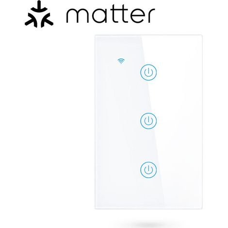 Tuya Interruttore per Luci Touch Bianco Smart Matter WiFi Serie NovaTech Dimensione: 3 Pulsanti (1/5)