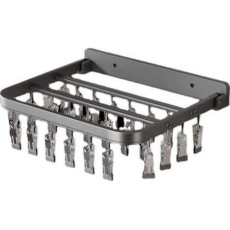 Tendedero de pared para balcón，tendedero doméstico de aluminio con pinzas de resorte de goma suave，adecuado para secar calcetines (1/5)