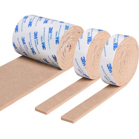 3 Rouleaux - Feutre Autocollant - Patins Antiderapants - Protection Meubles Et Plancher Bois - Decoupe Libre Adhesion Forte Usage Interieur Beige 120x10cm Et 120x2cm (1/5)