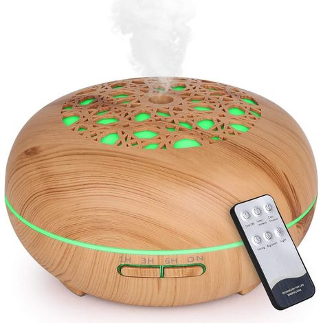 Online Store – Diffuseur d'huiles essentielles 550ML – Humidificateur électrique à grain de bois – 3 réglages de minuterie – Brume froide silencieuse (1/5)