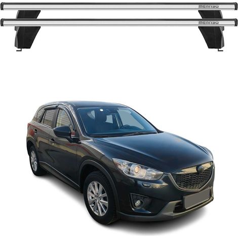 OMAC Dachträger Querträger Alu für Mazda CX-5 I 2013-2016 – Abschließbar – T-Nut – City-Crash-getestet – Max. 75 kg Silber (1/5)