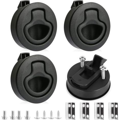 Allecto,Cerradura para muebles,Sistema de seguridad de empuje y tracción,Ideal para armarios y yates,4 piezas,Cerradura de seguridad (1/5)