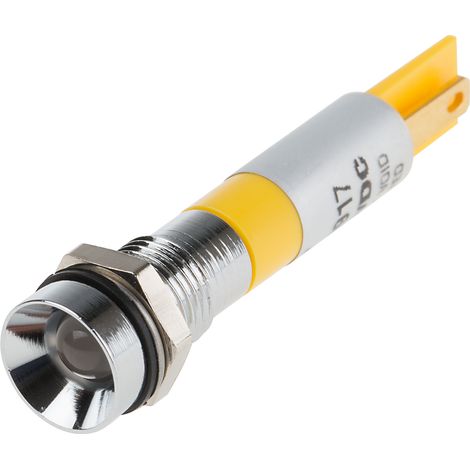 Voyant LED lumineux Jaune RS PRO, dia. 8mm, 12V, IP67 ( Prix pour 1 )