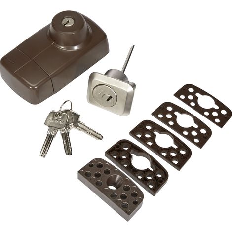 Verrou de porte à cylindre avec points de sécurité à l'intérieur Argenté (1/4)