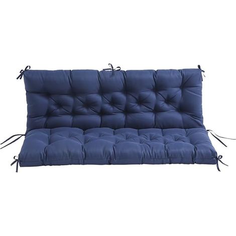 Garden Bench Cushion with Backrest Water Repellent and UV Resistant for Indoor and Outdoor Use Seat Cushion with Backrest for Swing Chair (Dark Blue, 120 x 50 x 50 x 10 cm) (1/5)