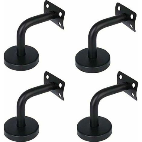 Ensemble de 4 supports de main courante en acier inoxydable 201 – Finition laque noire – Pour escaliers et couloirs – Installation facile (1/4)