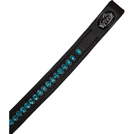 Cob, Nero: Frontalino Winner in cuoio con strass color turchese