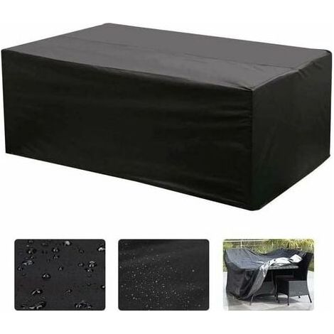 Housse Salon de Jardin 213X132X74cm Exterieur Etanche Coupe-Vent Poussière Tissu 210D Oxford Noir Housses de Meubles avec Boucle de Verrouillage Bâche de Protection pour Table Chaise Mobilier