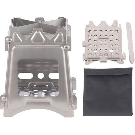 Estufa de leña portátil，estufa de camping plegable de acero inoxidable，ideal para mochileros，adecuada para barbacoas，supervivencia y picnics